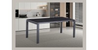 Table à manger ATHENA longueur 180cm avec plateau de 12mm en pierre effet marbre noir