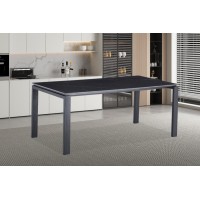 Table à manger ATHENA longueur 180cm avec plateau de 12mm en pierre effet marbre noir