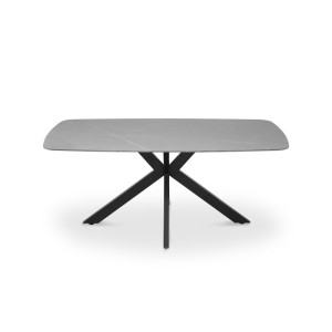 Table à manger VINCI longueur 180cm avec plateau de 10mm en pierre effet marbre gris