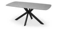 Table à manger VINCI longueur 180cm avec plateau de 10mm en pierre effet marbre gris