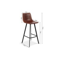 Chaise de comptoir 'Ozon' PU Cognac, dimensions : H108 x L45 x P49 cm