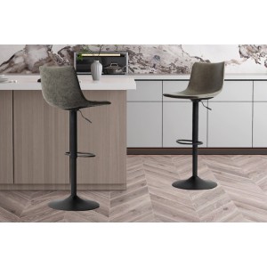 Tabouret de bar style vintage coloris gris. Collection SOUL