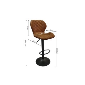 Tabouret de bar style vintage coloris cognac. Collection MABEL