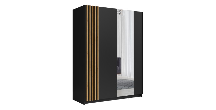 Armoire design 200cm coloris noir et chêne collection VARIA