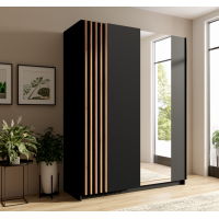 Armoire design 200cm coloris noir et chêne collection VARIA