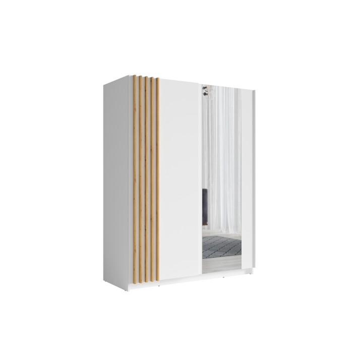 Armoire design 200cm coloris blanc et chêne collection VARIA