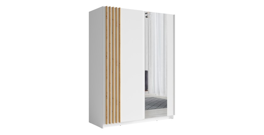 Armoire design 200cm coloris blanc et chêne collection VARIA