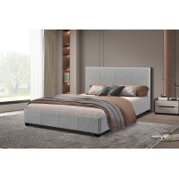 Lit double design coloris beige pour adulte collection Roma, 160x200 cm, sommier inclus