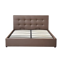 Lit coffre design coloris taupe pour adulte collection RICO, 160x200 cm, sommier inclus