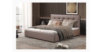 Lit coffre design coloris taupe pour adulte collection RICO, 160x200 cm, sommier inclus