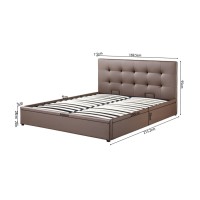 Lit coffre design coloris taupe pour adulte collection RICO, 160x200 cm, sommier inclus