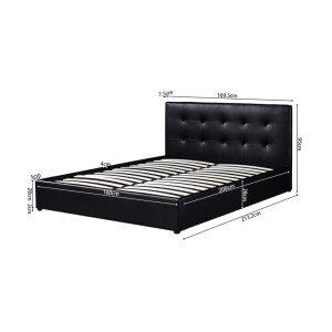 Lit coffre design coloris noir pour adulte collection RICO, 160x200 cm, sommier inclus