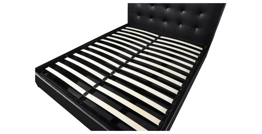 Lit coffre design coloris noir pour adulte collection RICO, 160x200 cm, sommier inclus