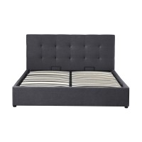 Lit coffre design gris pour adulte collection RICO, 160x200 cm, sommier inclus