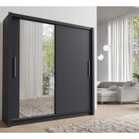 Armoire design 155cm coloris gris graphite collection OZZULA avec miroir