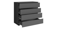 Commode 4 tiroirs coloris gris graphite, collection NOFI, idéal pour pour votre chambre.