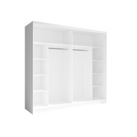 Armoire 230cm 2 portes coulissantes avec miroirs, coloris blanc, collection NOFI