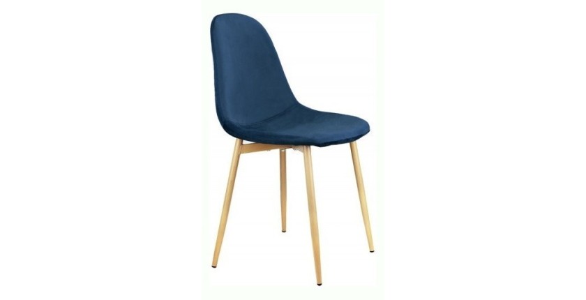 Chaise EKO Velours Bleu, dimension L45 x H84 x P55 cm, idéal pour votre cuisine ou salle à manger