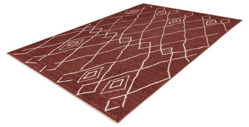Tapis 150x80cm, design A205R coloris terracota - Confort et élégance pour votre intérieur