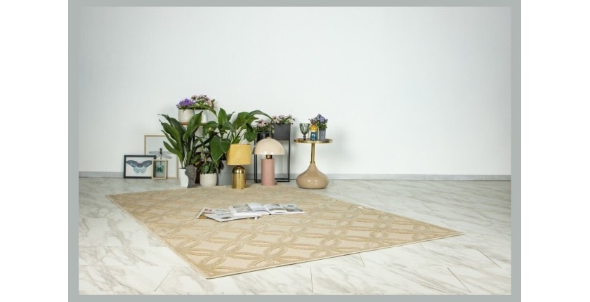 Tapis 150x80cm, design A302A coloris beige - Confort et élégance pour votre intérieur