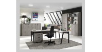 Bibliothèque de Bureau avec 5 étagères coloris chêne gris effet bois | Collection SOON | Meublorama