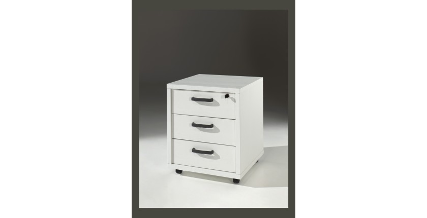 Caisson de rangement bureau 3 tiroirs coloris blanc mat | Collection SOON | Meublorama
