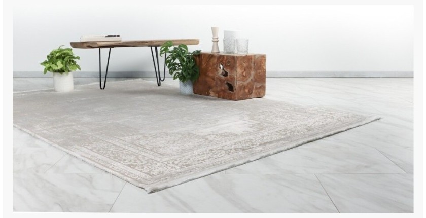 Tapis 150x80cm, design E209E coloris crème - Confort et élégance pour votre intérieur