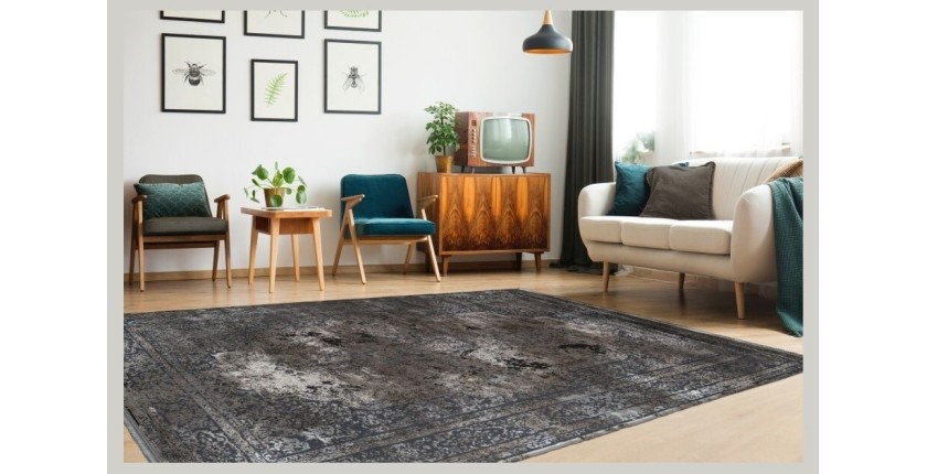 Tapis 150x80cm, design E209E coloris argent - Confort et élégance pour votre intérieur