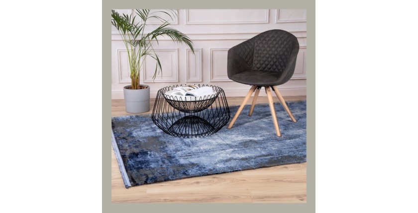 Tapis 170x120cm, design E409E coloris bleu - Confort et élégance pour votre intérieur