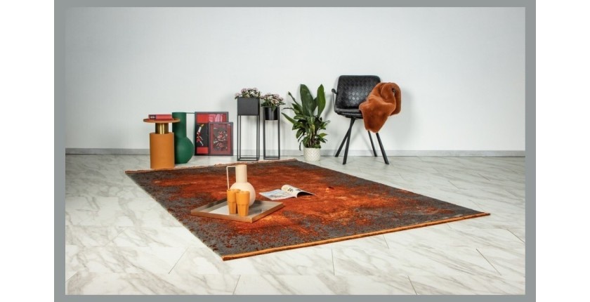 Tapis 150x80cm, design E509E coloris terracotta - Confort et élégance pour votre intérieur