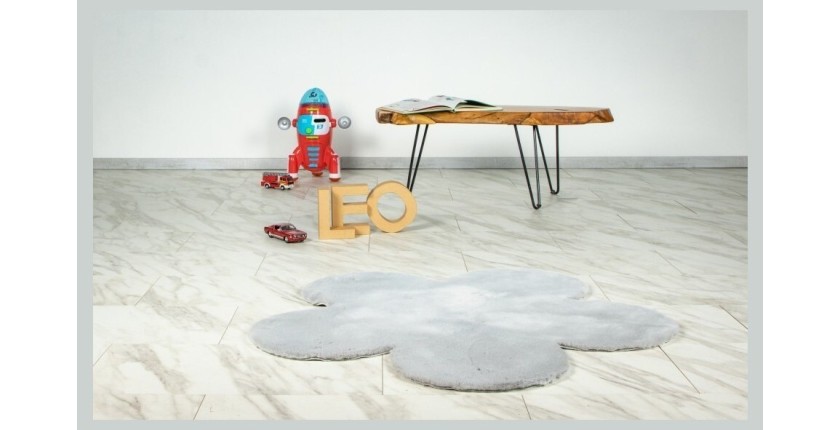 Tapis enfant 100x100cm, design E105S coloris argent - Confort et élégance pour votre intérieur