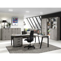 Ensemble de 8 meubles de bureau professionnel coloris gris effet bois collection SOON