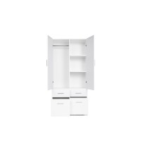 Armoire deux portes et quatre tiroirs collection FLEX, coloris blanc brillant