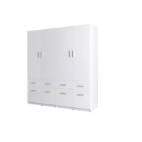 Armoire quatre portes et huit tiroirs collection FLEX, coloris blanc brillant