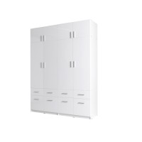 Armoire quatre portes et huit tiroirs collection FLEX, coloris blanc brillant