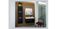 Colonne de salle de bain suspendu, collection RAVEN, coloris noir mat et noir brillant