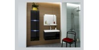 Meuble sous vasque suspendu collection RAVEN, coloris noir mat et noir brillant, idéal pour une salle de bain design