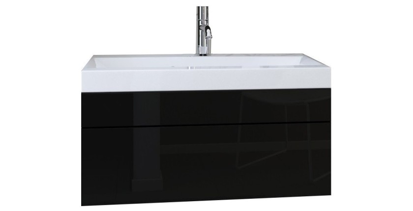 Ensemble meubles de salle de bain collection RAVEN, coloris noir mat et brillant, avec vasque 60cm et deux colonnes