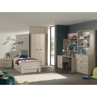 Bureau robuste pour enfant 3 tiroirs plus module étagères collection DANY coloris chêne clair