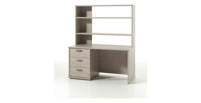 Bureau robuste pour enfant 3 tiroirs plus module étagères collection DANY coloris chêne clair