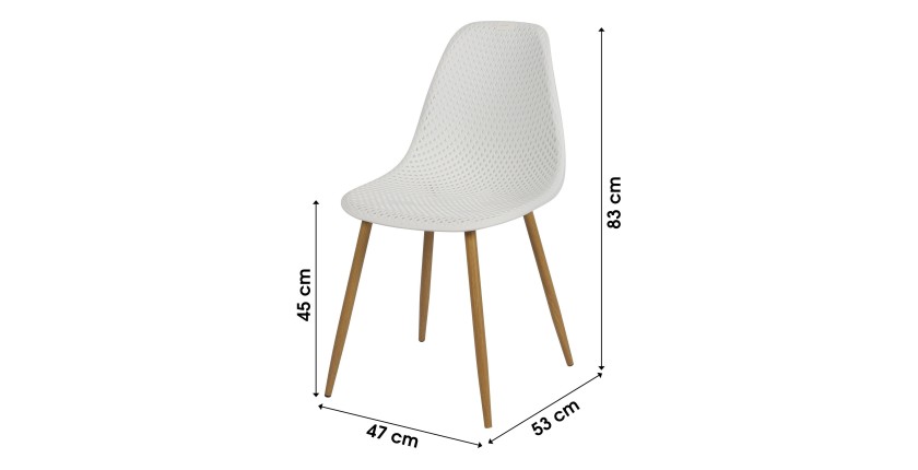 Chaise ajourée SEVENTY PU Blanc - H83 x L54 x P48 cm