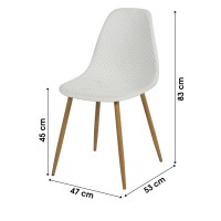 Chaise ajourée SEVENTY PU Blanc - H83 x L54 x P48 cm