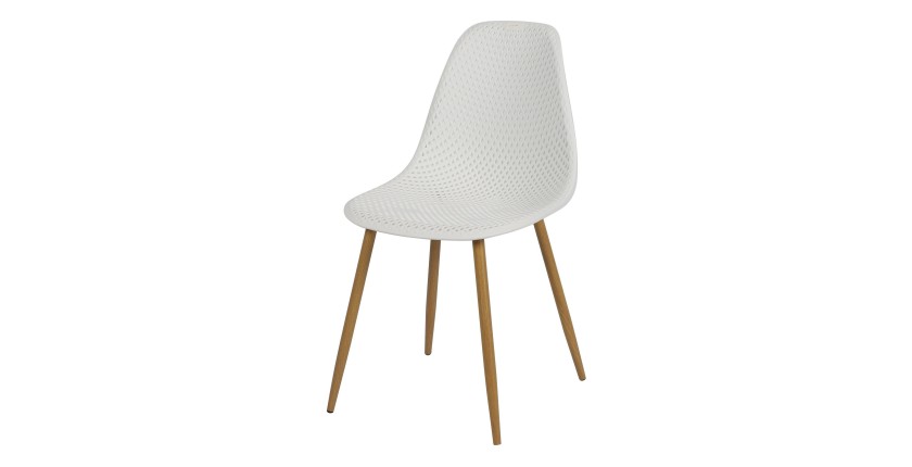 Chaise ajourée SEVENTY PU Blanc - H83 x L54 x P48 cm