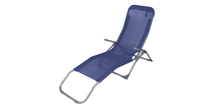 Chaise longue / bain de soleil coloris Bleu marine 185x95x61cm