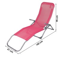 Chaise longue / bain de soleil coloris Corail 185x95x61cm