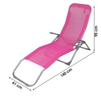 Chaise longue / bain de soleil coloris Rose 185x95x61cm