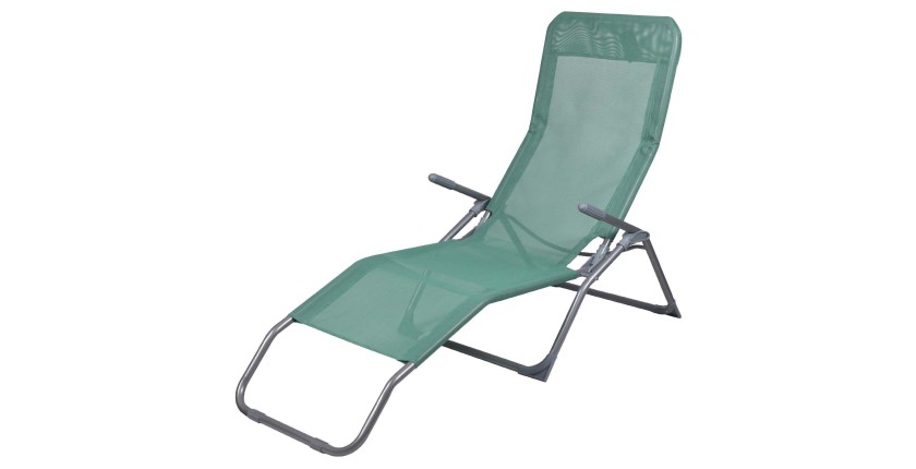 Chaise longue / bain de soleil coloris Vert 185x95x61cm