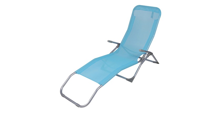 Chaise longue / bain de soleil coloris Bleu turquoise 185x95x61cm