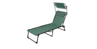 Chaise longue / bain de soleil avec pare soleil et coussin coloris vert 190x25x57cm
