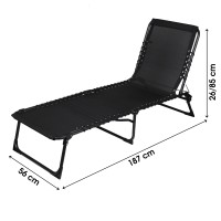 Chaise longue / bain de soleil coloris noir 190x85x55cm